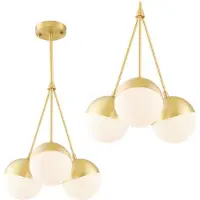 Toolight Pendellampe App688-3Cp Glas Kugel Gold 3-Lichtquelle E27 35X35X85Cm