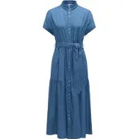 Ragwear Maxikleid "Liora Denim" 1 tlg. Ohne Taschen Wadenlanges Jeanskleid mit Bindeband