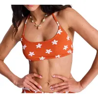 Roxy Bandeau-Bikini-Top "Hazy Days Bralette", Damen, Gr. XS, orange (ginger spice flores), Obermaterial: 95% Nylon, 5% Elasthan., Bikini-Oberteile Bandeau-Bikini-Top
