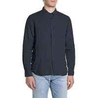 Replay für Herren. M4159.000.81388B Leinenhemd Regular Fit navy (M), Lässig, Langarm, Marine
