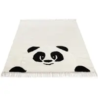 Carpetfine Kinderteppich "Panda", creme, B:120cm H:0,6mm L:170cm, Obermaterial: 100% Wolle, Teppiche, Kinderteppich