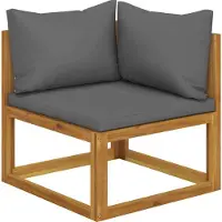 Syfax Modular-Ecksofa mit Dunkelgrauen Kissen Akazie Massivholz