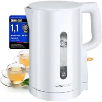 Clatronic Wasserkocher 1,7 L | 2200 W für schnelles Erhitzen | BPA frei | Einhandbedienung | Wasserstandsanzeige | Kettle | Überhitzungsschutz | WK 3835 weiß