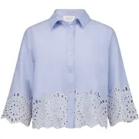 Cartoon Klassische Bluse "Casual-Bluse mit Stickerei", Damen, Gr. 44, blau (hellblau), Obermaterial: 55% Baumwolle CO. 45% Lyocell CLY., Blusen Klassische Bluse