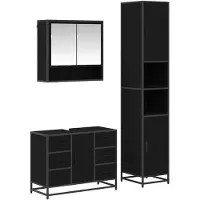 vidaXL Badezimmermöbel-Set 3 stk. Schwarz Eichen-Optik 90 x 33 x 60 cm