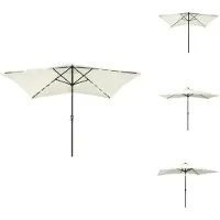 vidaXL Sonnenschirm mit LEDs und Stahl-Mast Sandfarben 2x3 m - Sonnenschirme & Sonnenschutze