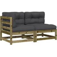 Syfax Gartensofa mit Kissen 2-Sitzer Kiefernholz Imprägniert