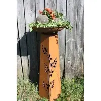Rostikal Edelrost Gartendeko Blumensäule 1,10 m und Rost Deko Schale rund Vintage Dekoration