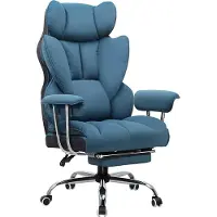COMHOMA Bürostuhl Gaming Stuhl, Gamer Stuhl, Ergonomischer Bürostuhl Stoffoberfläche mit Fußstütze, höhenverstellbar, Schreibtischstuhl, Chefsessel, blau-stoff