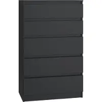 VBChome Kommode mit 5 Schubladen 70 x 40 x 110 cm Schwarz Grifflose Schubladenkommode Mehrzweckschrank für Flur Schlafzimmer Wohnzimmer Kinderzimmer Modern Schwarz