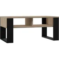 VBChome Kaffeetisch 90 x 58 x 50 cm Eiche Sonoma - Schwarz Couchtisch Wohnzimmertisch Teetisch Beistelltisch Sofatisch Modern Wohnzimmer Büro Eiche Sonoma - Schwarz