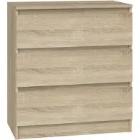 VBChome Kommode mit 3 Schubladen 70 x 40 x 77 cm Eiche Sonoma Grifflose Schubladenkommode Mehrzweckschrank für Flur Schlafzimmer Wohnzimmer Kinderzimmer Modern Eiche Sonoma