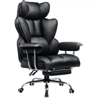 COMHOMA Bürostuhl Gaming Stuhl, Gamer Stuhl, Ergonomischer Bürostuhl mit Fußstütze, höhenverstellbar, Schreibtischstuhl, Chefsessel, schwarz-Kunstleder