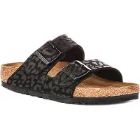 Birkenstock Arizona Bs in Schwarz-Leopard | Regular Fit – 7,5 UK – 41 EU – 10/10,5 F & 8/8,5 M US / Schwarz glänzend