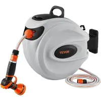 Vevor Retractable Hose Reel Water Hose Reel 65.6'x1/2" 180° Swivel Wall-Mounted