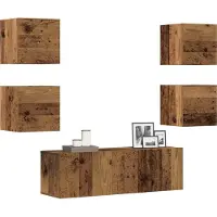 Syfax 5-tlg. TV-Schrank-Set Wandmontage Altholz-Optik Holzwerkstoff