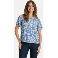 LIEBLINGSSTÜCK Shirtbluse "ReneeL", Damen, Gr. 46, air blau, Web, Obermaterial: 100% Viskose, gemustert, hüftlang, Rundhals, Manschette, Blusen Shirtbluse, mit Allover-Print, Rundhalsform