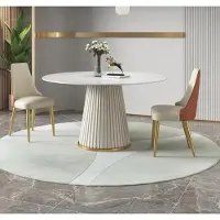 AEA Luxus Tische Runder Tisch Runde Design Edelstahl Möbel Esszimmer Esstische