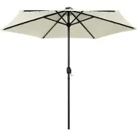 Syfax Sonnenschirm mit LED-Beleuchtung und Alu-Mast 270 cm Sandweiß