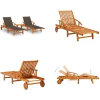 vidaXL Sonnenliegen 2 Stk. mit Tisch und Auflagen Massivholz Akazie - Gartenliege - Gartenliegen - Sonnenliege - Sonnenliegen