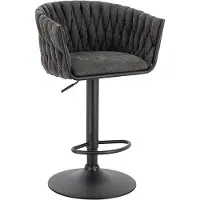 HOME DELUXE Barhocker SAMIR – Dunkelgrau, gewebt, höhenverstellbar (8er Set) | Moderner Tresenhocker mit Stoffbezug & Fußstütze