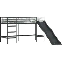 Syfax Kinder-Loftbett mit Rutsche Schwarz und Anthrazit 100 x 190 cm