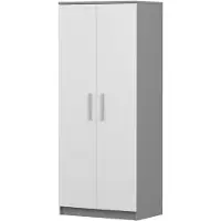 FABRYKA MEBLI IDŹCZAK Drehtürenschrank Kleiderschrank Schrank Jugendkleiderschrank 80cm Grau/Weiß Alufarbene Griffe - MEGAN 06