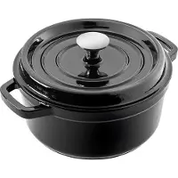 Kadax Gusseisentopf 4,5 Liter, Ø 23 cm, Schmortopf aus emailliertem Gusseisen, Rund Topf mit Deckel, Bräter zum Schmoren, Braten, Kochen & Backen, Bratentopf (Schwarz)