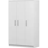 FABRYKA MEBLI IDŹCZAK Drehtürenschrank Kleiderschrank OMEGA 19, 120cm, Weiß/Weiß, Alufarbene Griffe
