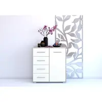 FABRYKA MEBLI IDŹCZAK Kommode Schubladkasten Kommode mit Schubladen FRIDA MINI 01 1D4S (Sonoma/Weiß)