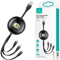 Usams Kabel U69 3W1 1M Czarny/Schwarz (Lightning/Microusb/Usb-C) Sj508Usb01 (Us-Sj508)