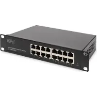 Digitus 10" Gigabit 16-Port Unmanaged Switch, Unmanaged, Gigabit Ethernet (10/100/1000), Rack-Einbau, 1U