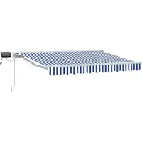 vidaXL Manueller Markisenrahmen mit LEDs Blau und Weiß 2,5 x 2 m