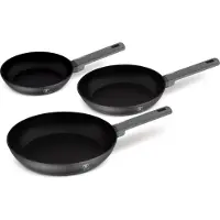 Berlinger Haus 3-teiliges Bratpfannenset aus geschmiedetem Aluminium mit ergonomischem Griff, Induktionskochgeschirr, -frei, Kollektion Anthrazit
