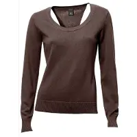 Linea Tesini By Heine Rundhalspullover "Rundhals-Pullover", Damen, Gr. 34, braun (schokobraun), 100% Baumwolle, , unifarben, Pullover Rundhalspullover