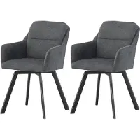 Xonox .home Stuhl 2er Set Sophie Chenille-Optik anthrazit (B/H/T): 53 x 87 x 62 cm