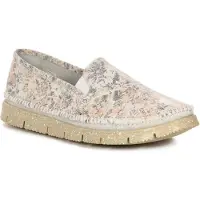 MACIEJKA Schuhe aus Naturleder mit Plateausohle, offenem Design, runder Spitze und pastellfarbenem Blumenmuster
