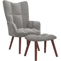 Syfax Relaxsessel mit Hocker Hellgrau Samt