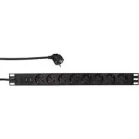 Logilink PDU8C02, Standard, 1U, Aluminium, Schwarz, 8 AC-Ausgänge, Typ F