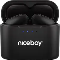 Niceboy True Wireless In-Ear Kopfhörer Podsie 4 Schwarz Bluetooth Mikrofon 35 Std. Akku