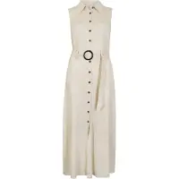 Apricot Midikleid "Midikleid aus Leinenmischung", Damen, Gr. XL (42), N-Gr, weiß (stein), gewebt, Obermaterial: 73% Viskose CV. 27% Leinen LI., uni, Kleider Midikleid, mit Gürtel