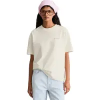 Marc O'Polo T-Shirt DENIM, Damen, Gr. S, beige (silky weiß), Jersey, Obermaterial: 100% Baumwolle, relaxed fit normal, Rundhals, Shirts T-Shirt, relaxed mit Rückenprint