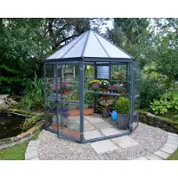Palram Aluminium Gewächshaus Oasis Grau Ø 245x267 cm