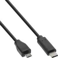InLine USB 2.0 Kabel, Typ C Stecker an Micro-B Stecker, schwarz, 1,5m