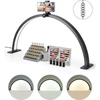 Vevor Desktop Halbmondlicht für Nägel mit Telefonhalter (30 W 76 cm lang) Nageltechniklicht, Nageltischlampe mit einstellbarer Helligkeit, LED-Tischleuchte für Nageltechniker Wimpernverlängerung