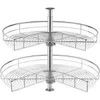OEM 2-stufiger Nierenförmiger Chrom-Eck-Organizer Lazy Susan Gewürzregal