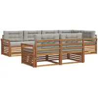 vidaXL Outdoor-Sofagarnitur 7 stk. Natürlich und Hellgrau