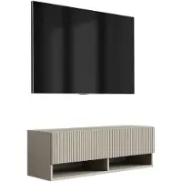 3Xeliving TV-Schrank mit geriffelter Front, Kaschmir, 100 × 32 × 33, 6 cm
