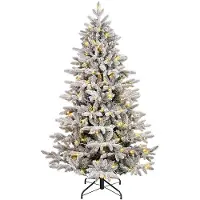 Salcar 180cm Künstlicher Weihnachtsbaum mit Schnee inkl. 1230 Spitzen PE+PVC Nadeln, 300 warmweiße LED-Leuchten & Metallständer, Tannenbaum