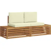 Syfax 2 stk. Outdoor-Sofagarnitur Massives Akazienholz und Polyester
